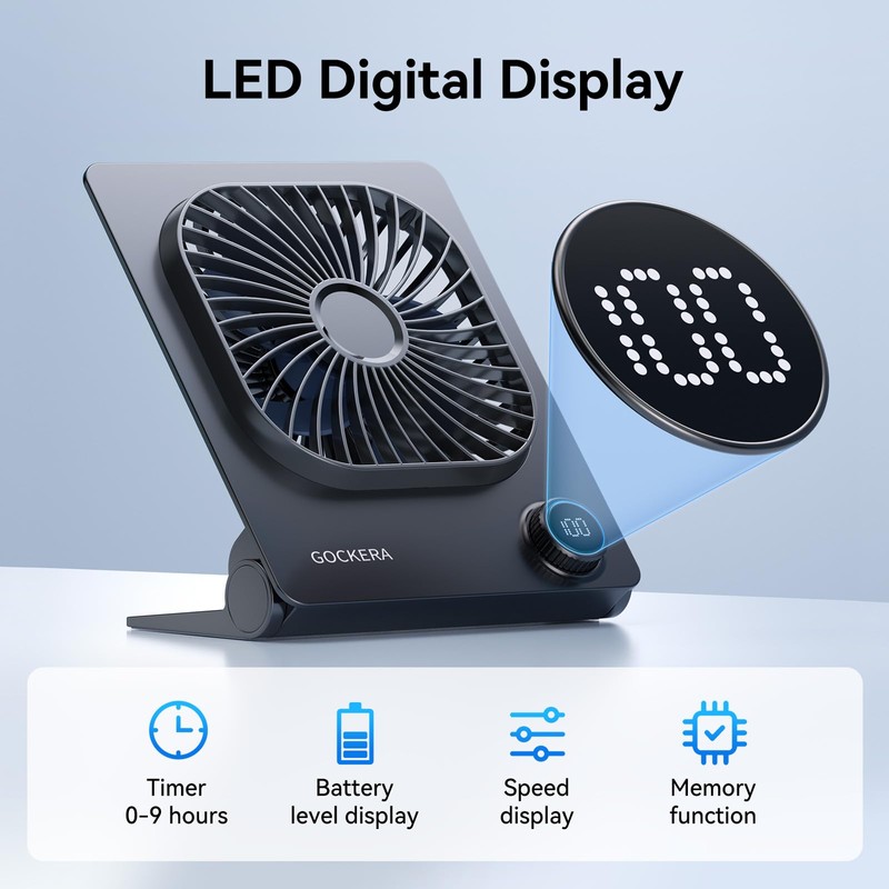 Desk Fan, 6.61''Ultra-thin 5000mAh Battery Powered Fan with Powerful Wind,100