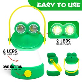 Outdoor Equipment LED Camping Lantern & Headlamp Set for Kids, Battery Powered Night Light, Theme Gift for Children's Day, Birthday, Lightweight Tent Lamp for Children (Frog Set)