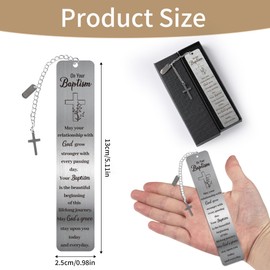 2025 Baptism Gift Bookmark: Inspiring Christian Metal Book Mark, Bible Verse Book Markers, Confirmation Gifts for Teen Girls Boys Baby Shower Church Sunday School with Cross Pendant Gift Box