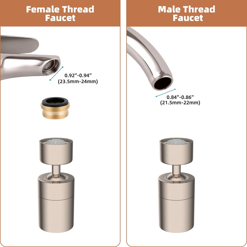 Hibbent Dual-function NSF/ANSI/CAN 61 Certified Faucet Aerator, CUPC Certification Rotate