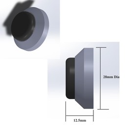 Türpuffer Wandpuffer Edelstahl mit schwarzem Gummi Installation durch Kleber oder Schrauben Ø 28 x 13 mm Kleines Griffschutzpad seidenmatt