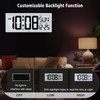 WallarGe Backlight Digital Wall Clock Battery Operated - with Temperature