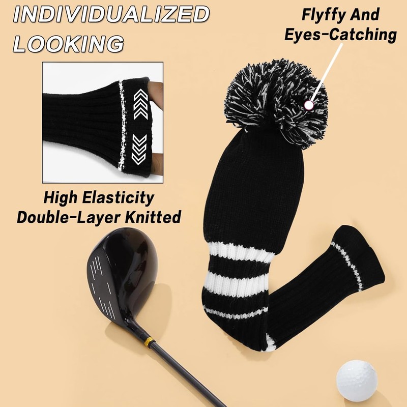 Golf Headcovers with Pom Pom for 1 3 5 Driver