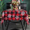 Christmas Tablecloth Rectangle, Plaid Table Cloth with Snowflake Decorations, Heavy
