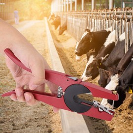 Ear Tag for Cow, Round Ear Tag Applicator Universal Pig Tags Plier Veterinary Livestock Animal Puncher Tool Identification Card Installation Tools Farm Supplies for Cow Pigs Goats Cattle Sheep Horse