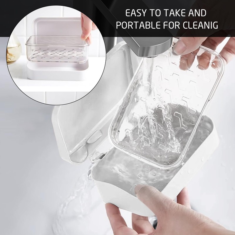 1 Piece Soap Dish Container with 1 Piece Foam Mesh,
