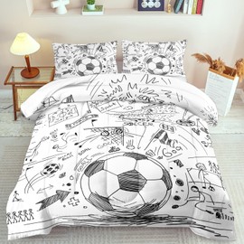 llyxsesty Football Sports Comforter Sets for Boys Twin,Soccer Comforter Sport Bedding for Boys Room,Gaming Bed Soccer Bedding Twin Set,Games Quilt Bedroom Bed Decor Kids and Teen