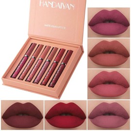 HANDAIYAN 6Pcs Matte Liquid Lipstick Set - Long Lasting & High Pigmented | Nude Lip Stain Makeup Kit - Waterproof, Non-Stick Cup Transfer | Perfect Makeup Gift for Women:_#A