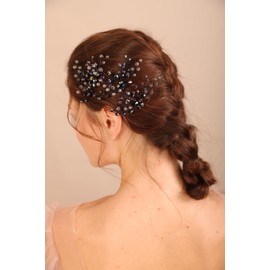 BERYUAN Bridal Black Beads Hair Pins Women Crystal Wedding Hair Accessory Black Crystal Hair Pins Bridal Headband for Women and Girls（3pcs）