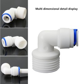 1/2" Male Thread Elbow x 3/8" PE Hose OD Push-In Quick-Connect Fitting for RO Reverse Osmosis Water Filter Plastic Joint, Beverage Dispenser & Water Filtration/Purification Systems (5PCS)