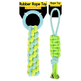 Dog Braided Rope Set of 2 Rope Toys, In 3 Colourful Colours, Braided Chew and Tug Ropes, Dental Health, Durable Braided Ropes, for All Breeds, Small, Medium and Large Dogs. (Pink, Purple & Blue Set)