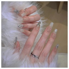 Domiya Nail Tips, 24 Pieces, Nail Tips, Short, Summer, Popular, Japanese Style, Cute, Simple, Stylish, Coming of Age of Entrance Ceremonies, Graduation Ceremonies, Weddings, Parties, Brides, Daily