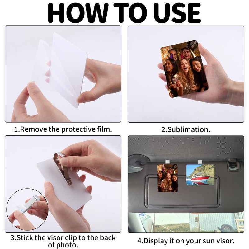 4Pack Sublimation Photo Car Visor Clips (Square)