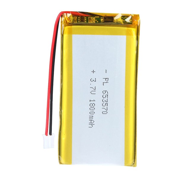 AKZYTUE 3.7V 1800mAh 653570 Lipo Battery Rechargeable Lithium Polymer ion Battery Pack with JST Connector