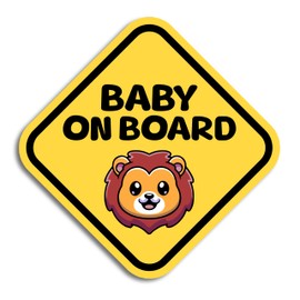 Baby on Board Signs for Car, 6.5 x 6.5 inches Baby Lion, Waterproof and UV-Resistant Baby on Board Sticker, Durable Baby Sign for Safety Awareness, Easy to Apply for Window or Bumper, USA Diamond Sticker 8