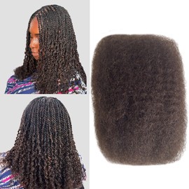 Afro Kinkys Bulk Human Hair For Braiding Afro Kinky-Curly Human Hair Bulk For Mini Twist Hair 18Inchs 50g/pack Bulk Human Braiding Hair For Micro Locs Extensions (4#, 18Inchs,50g/pack)
