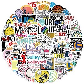 Volleyball Sticker Set 50 Pieces Cute Decoration for Car Laptop Skateboard Bicycle Moped Motorcycle Bicycle Computer Suitable for Adults Children
