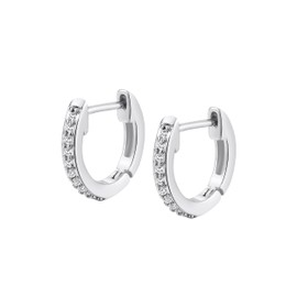 ASCOMY Tiny Sterling Silver Cubic Zirconia Huggie Hoop Earrings for Women Minimalist Lightweight Cartilage Cuff Huggie Earrings Dainty Round Hoop Earring for Women Everyday Jewelry