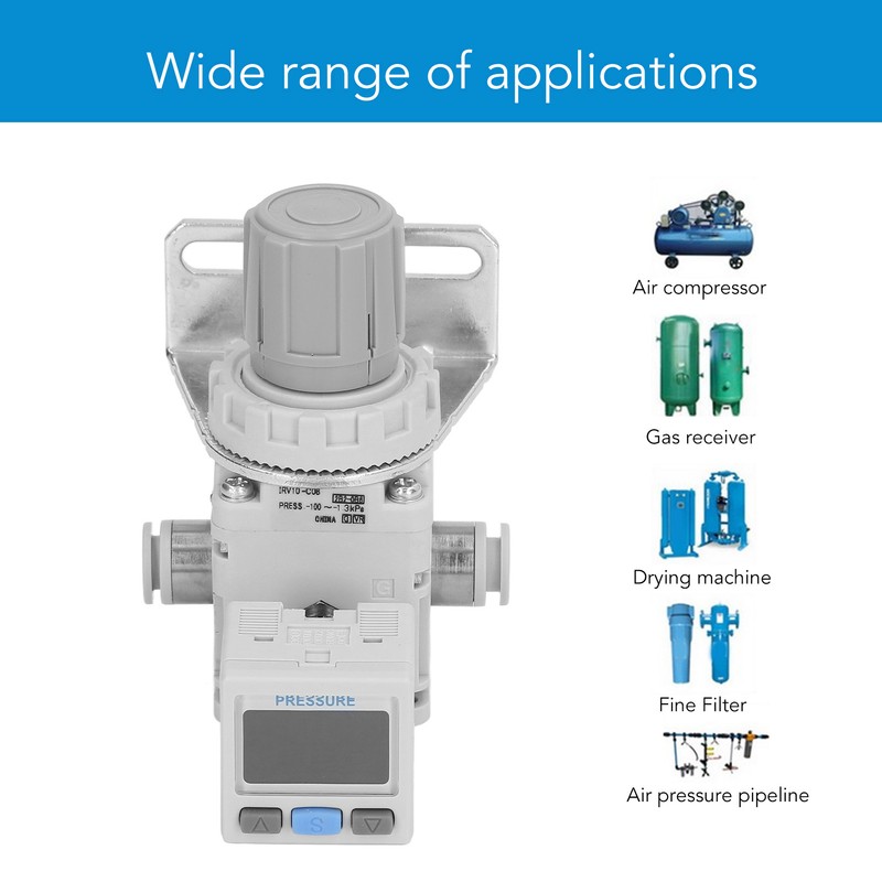 Air Pressure Regulator with Bracket Digital Pressure Gauge Pneumatic Vacuum