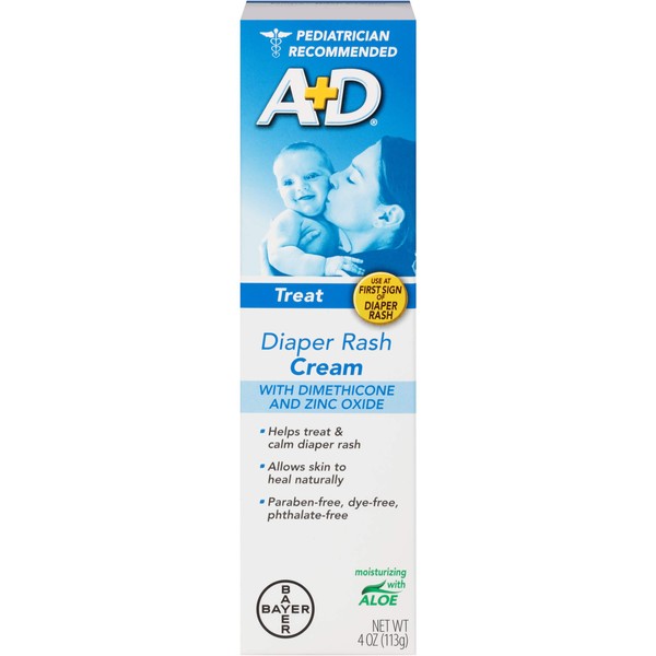 A+D Diaper Rash Cream, Zinc Oxide Cream, 4 oz (113