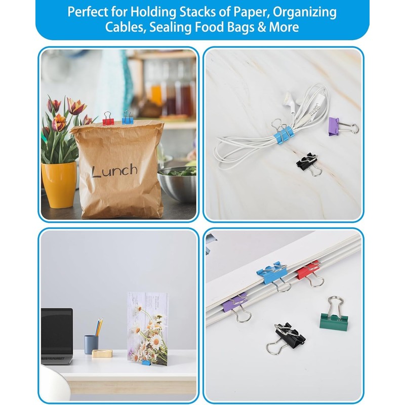 CUARUSUIKA Binder Clips Set,40Pack, 1 in Small Clip, Paper Clips