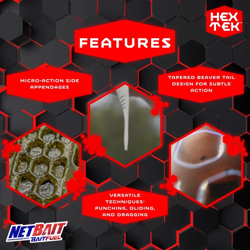 NetBait HexTek Supercharged with BAITFUEL 4'' EKO Shad - Gizzard