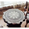 Janef White Handmade Crochet Cotton Table Cloth Lace Doilies Round