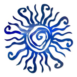 Riverside Designs Wacky Sun Metal Wall Art Indoor/Outdoor Decor - 36" Blue Rust Proof Wall Sculpture - Made in USA - Ideal for Bedroom, Garden, Home, Patio and Farmhouse