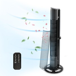 HealSmart 40 Inch Bladeless 60 Degree Oscillating Tower Fan with Aromatherapy Diffuser and Insertable Remote, Features with 38dB Low Noise Operating, 15H Timing, WIFI Control, Black