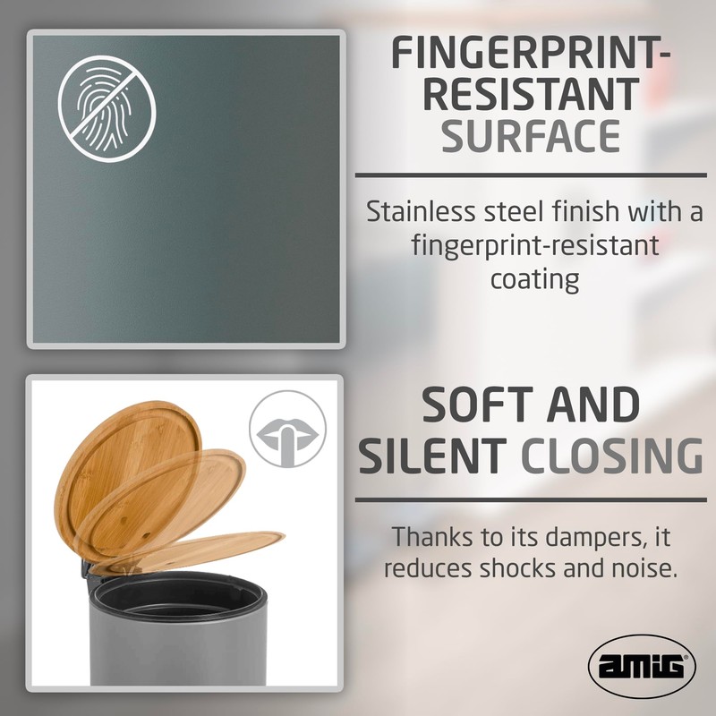 Amig - 3L Bathroom Pedal Bin Mod. Naturline - Grey
