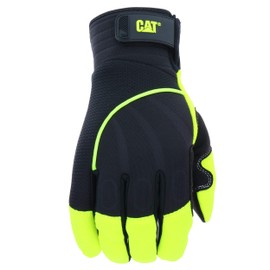 CAT® CAT012224 Hi-Vis Work Gloves – Green, Medium, Synthetic Palm Gloves w/Touchscreen Fingertips, Adjustable Strap, Padded Palm