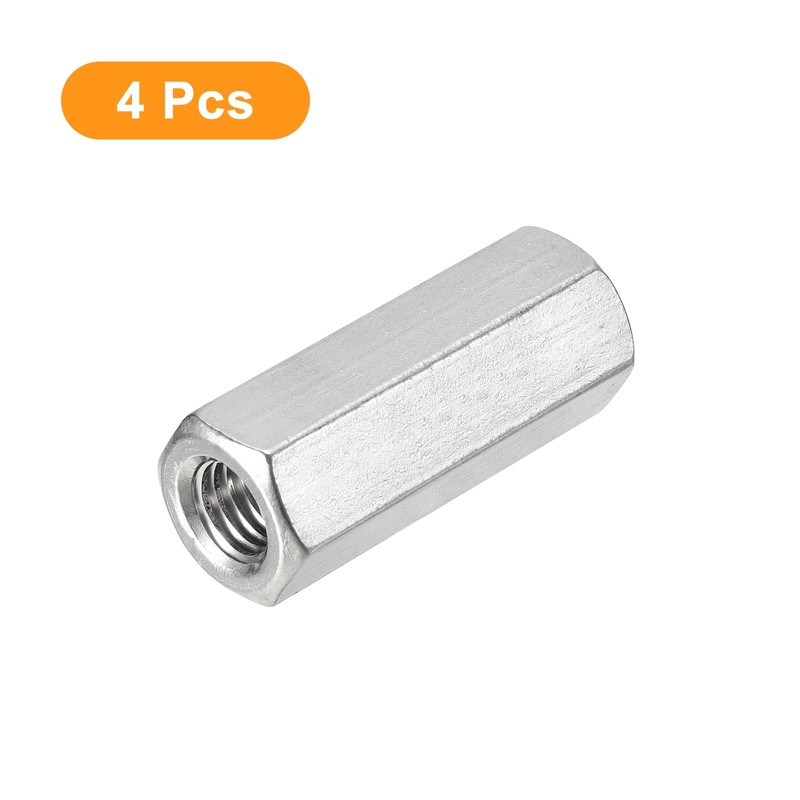 sourcing map M10 x 1.5-Pitch 45mm Length Coupling Nuts, 4pcs