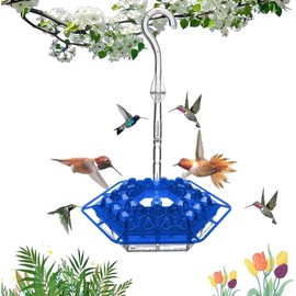 Sherem Sweety Hummingbird Feeder, Red Plastic Saucer Hummingbird Feedersr, Outdoor Hanging Leak-Proof Feeder Feeding, Easy to Clean and Refill(Blue)