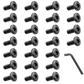 HOTUT 25 Pcs M5 Bolts Set, Black Hexagon Socket Head Cap Screws with Wrench, Stainless Steel Round Head Hex Socket Head Cap Machine Screws, Thread Fastener Hex Bolts, Pan Head Furniture Bike Bolts Set