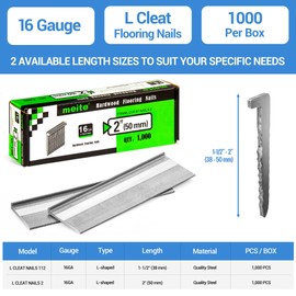 meite 16 Gauge Flooring Nails 2 Inch, 16GA L Cleat Nails Hardwood Flooring Nails for Flooring Nailer Gun (1,000 Counts)