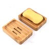 Gurkkst 2 PACK Natural Wooden Bamboo Soap Dish Storage Holder