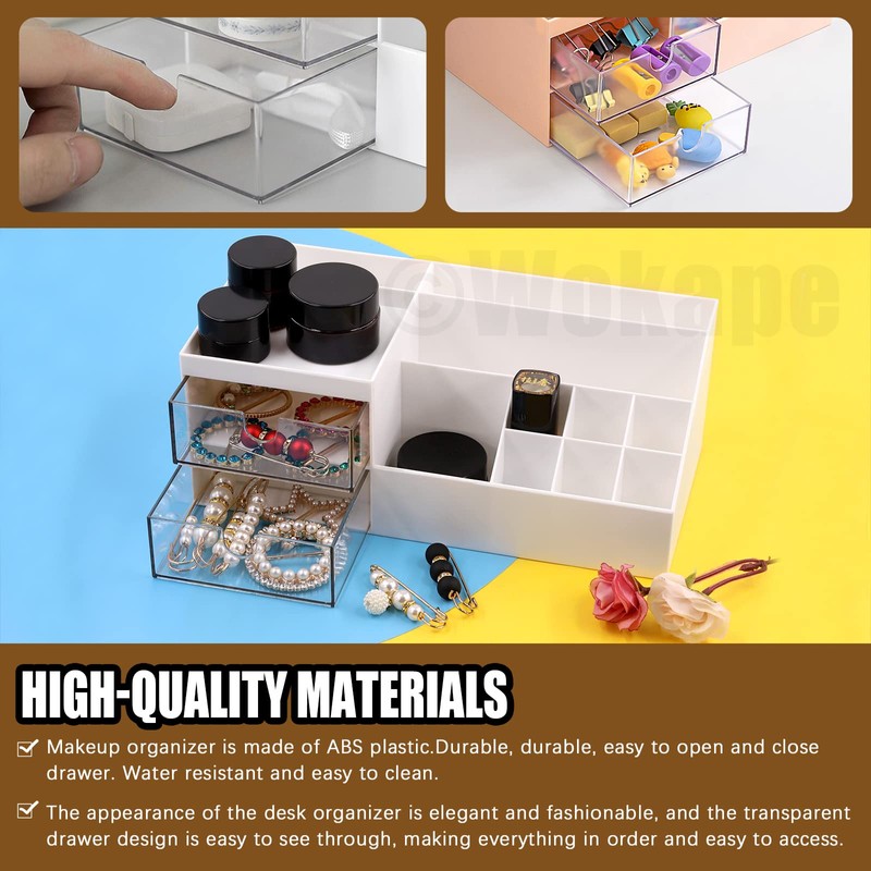 Wokape Makeup Organizer with Compartments and Drawers, Large Cosmetic Holder
