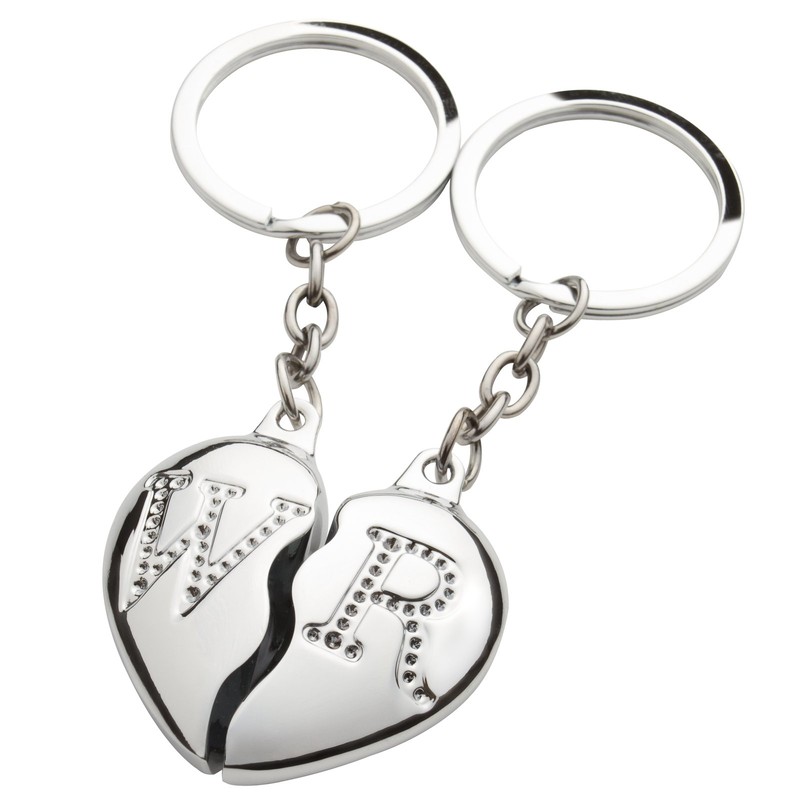 BRUBAKER Partner Pendant Keyring Broken Heart + Engraving with Your