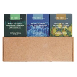 3 Pastillas De Jabón Natural Para Baño - Aceites Esenciales De Plantas Frescas: Eucalipto, Cedro Y Limón, Para Todo Tipo De Piel.