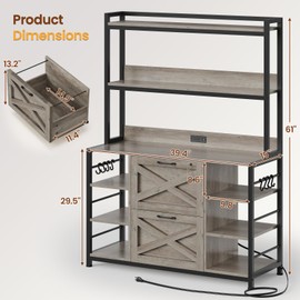 SEDETA File Cabinet with Charging Station, Vertical Filing Cabinet with Lock for Home Office, Printer Stand with Open Storage Shelf, Fits Legal/Letter/A4 Size, Grey