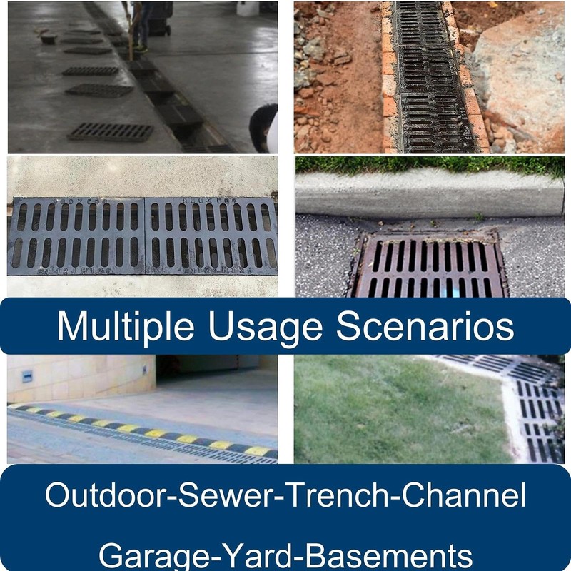 Cast Iron Drain Grate and Frame 20x12 in, B-Class 28100