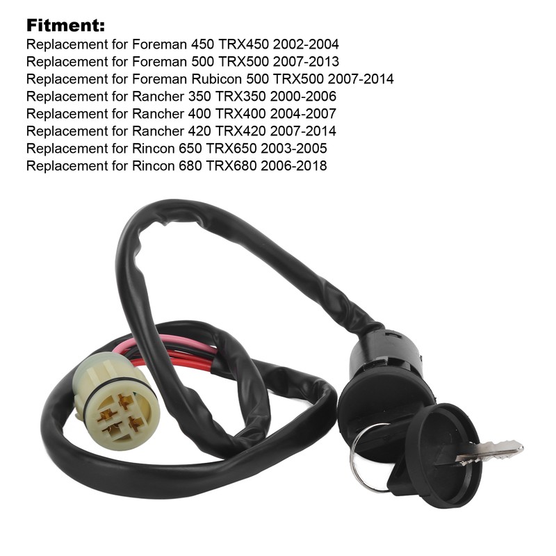Ignition Switch Key 35100‑HN5‑670 35100‑HP5‑600 Replacement for TRX350 TRX450 TRX420