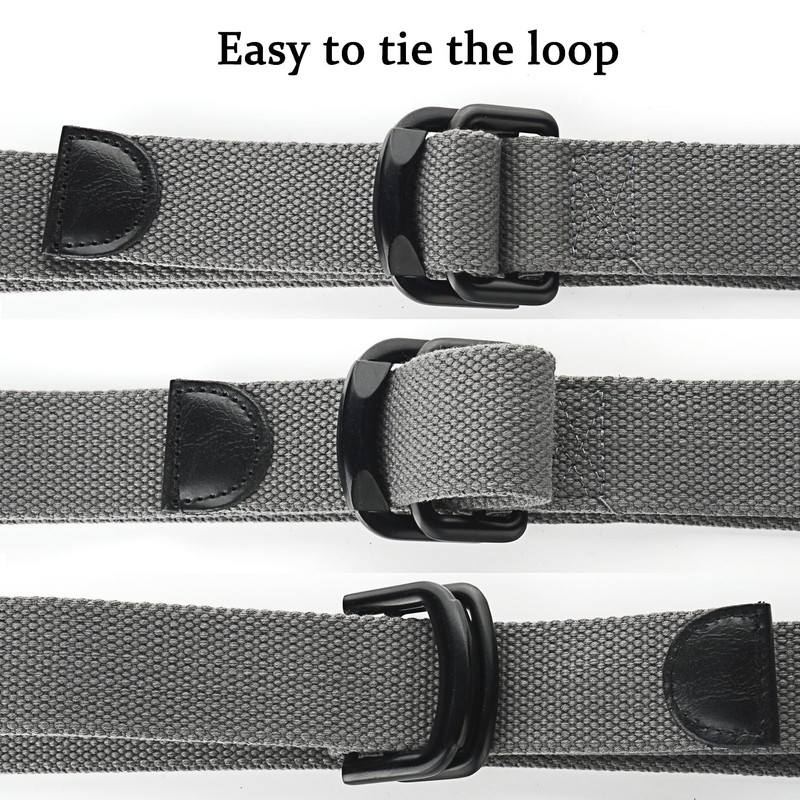 Bluecton Belt Men Plus Size Canvas Double D Ring Buckle
