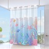 No Hook Shower Curtain and Liner Set, Blue Pink Beach