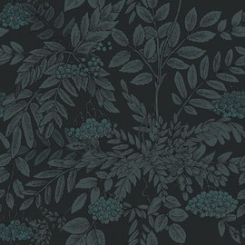 Wallderful Black Jungle Wallpaper Peel and Stick Vintage Floral Contact Paper Self Adhesive Leaf Wall Paper for Bedroom Tropical Plant Stick On Wallpaper for Cabinets Liner Accent Walls 17.5"x102"