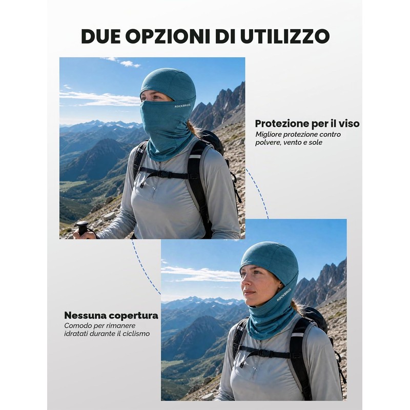 ROCKRBOS Passamontagna Estivo Moto Protezione UV Traspirante Uomo Donna
