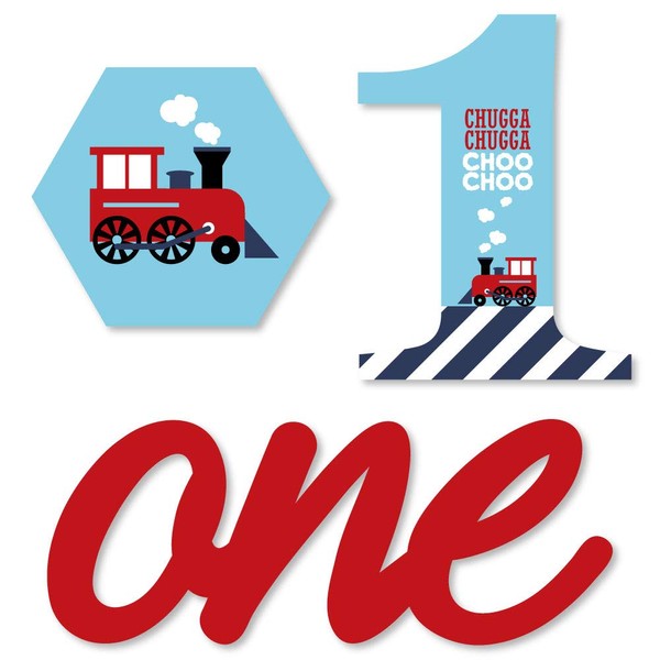 1st Birthday Railroad Party Crossing - DIY Shaped Steam Train First Birthday Party Cut-Outs - 24 Count