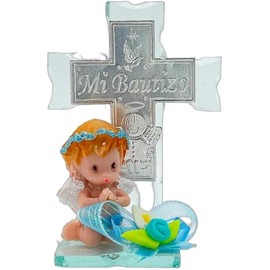 Cruz de Cristal Recuerdo Bautizo Niño 12 Piezas