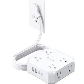 12 en 1 Regleta Multicontacto Extension USB, con 8 Salidas CA y 4 Puertos USB (2 USB C), estación de Carga Delgada de computadora para Oficina, Viajes