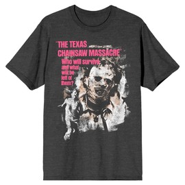Bioworld Texas Chainsaw Massacre Who Will Survive... with Leatherface Men's Charcoal Heather Short Sleeve Tee-XL